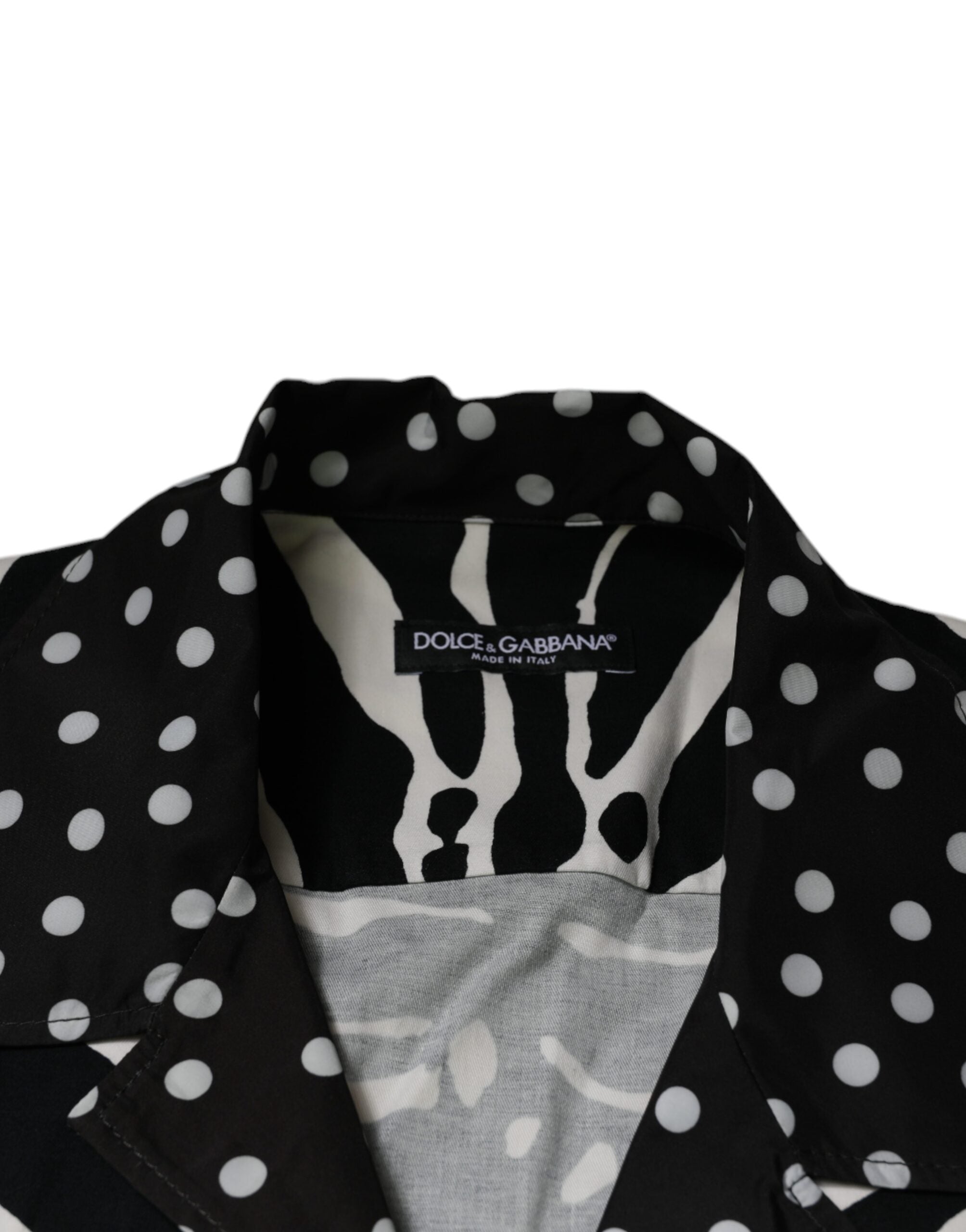 Dolce & Gabbana Black and White Zebra Button Down Shirt in Plus Size